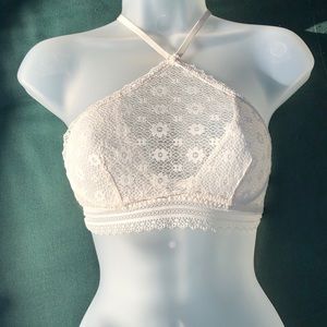 Victoria’s Secrets white flower lace bra